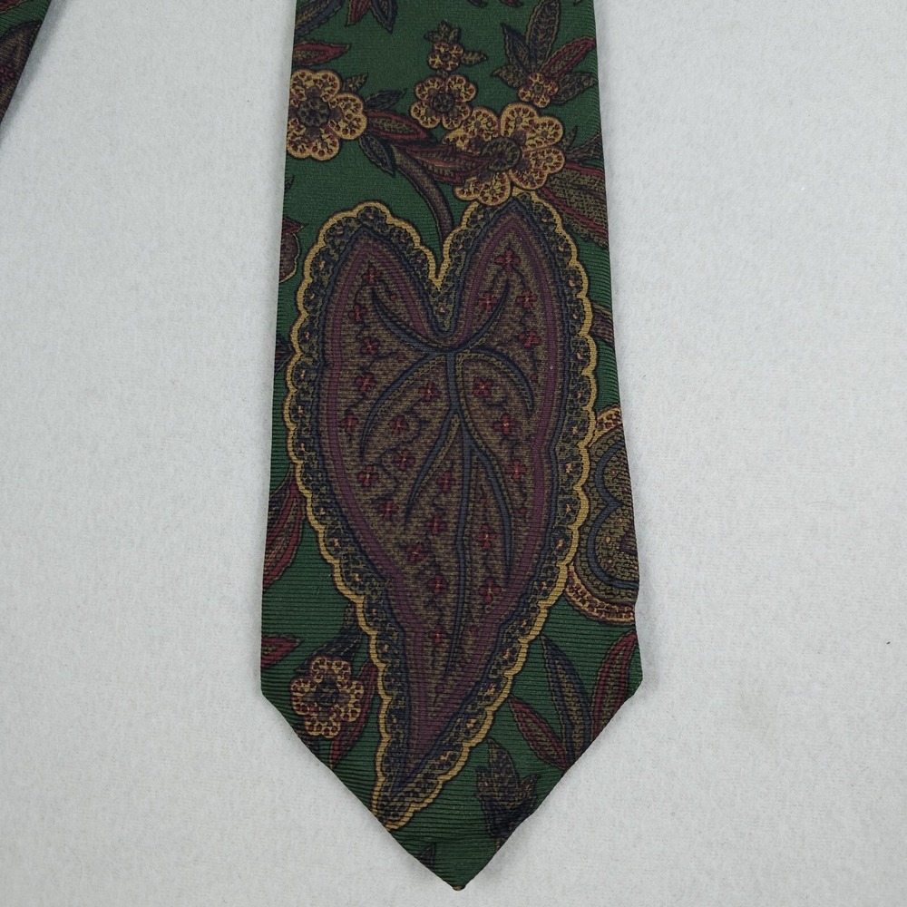 Robert Talbott Best Of Class Tie Green Brown Floral Mens Necktie Silk Designer